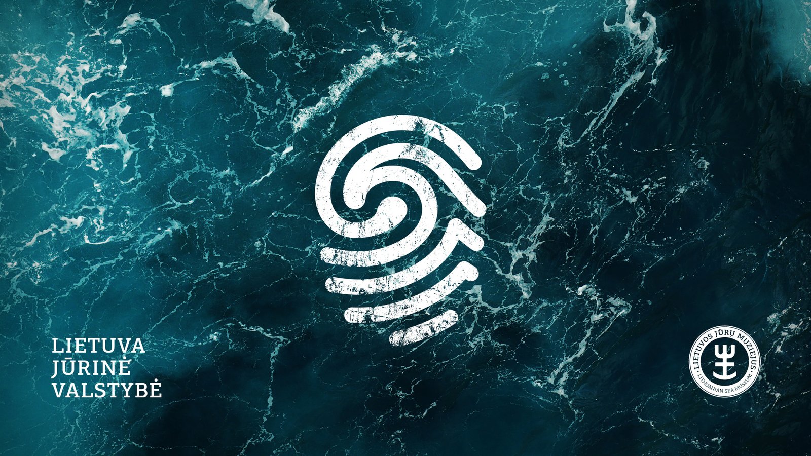 Maritime Lithuania campaign identity featuring a fingerprint-wave symbol over the sea